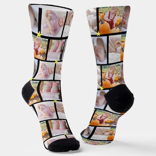 Create your own Fun 5-photo collage Crew  Socks (Angled)
