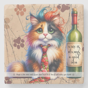 Create Your Own Funny Calico Cat Rocker Wine Stone Coaster