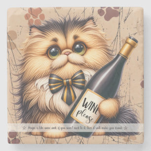 Create Your Own Funny Mr Kitty Calico Cat Wine Stone Coaster