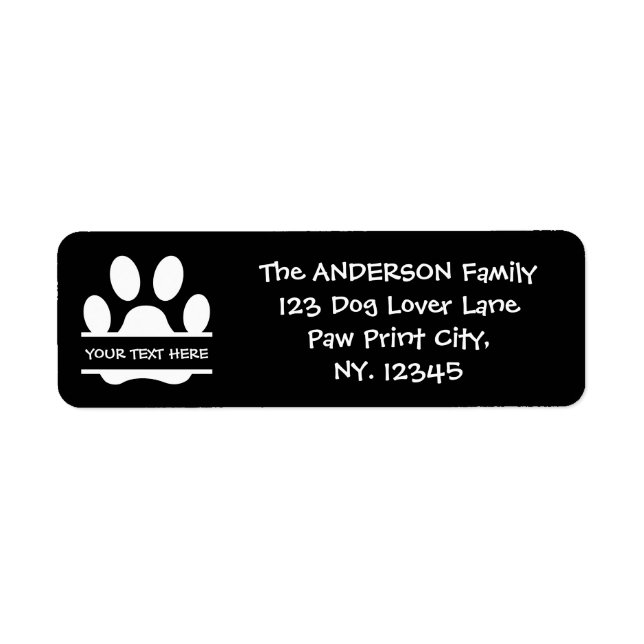 Create Your Own Funny Paw Print Return Address Label (Front)