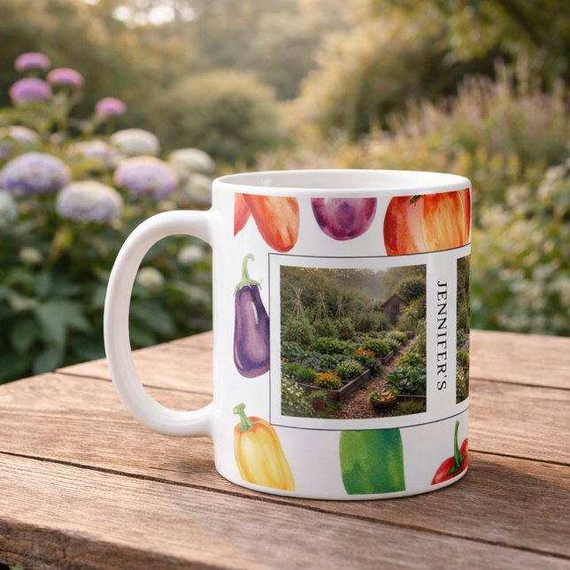 Create your own garden photos monogrammed coffee mug (Create your own garden photos monogrammed coffee mug. You can add your own photos, name and text,)