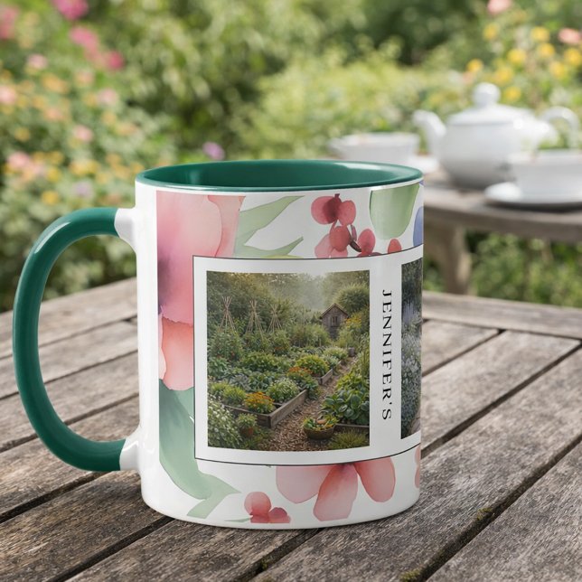 Create your own garden photos monogrammed mug (Create your own garden photos monogrammed mug. For garden lovers.)