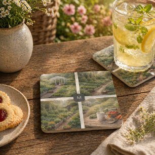 Create your own garden photos monogrammed stone coaster