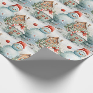 Create Your Own Giant Snowman Village Wrapping Paper