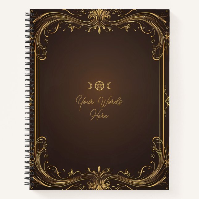 Create Your Own Gilded Decorative Ornate Brown Notebook (Front)