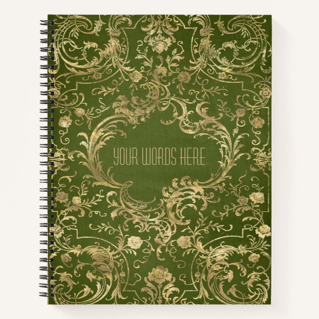Create Your Own Gilded Olive Green Notebook (Front)