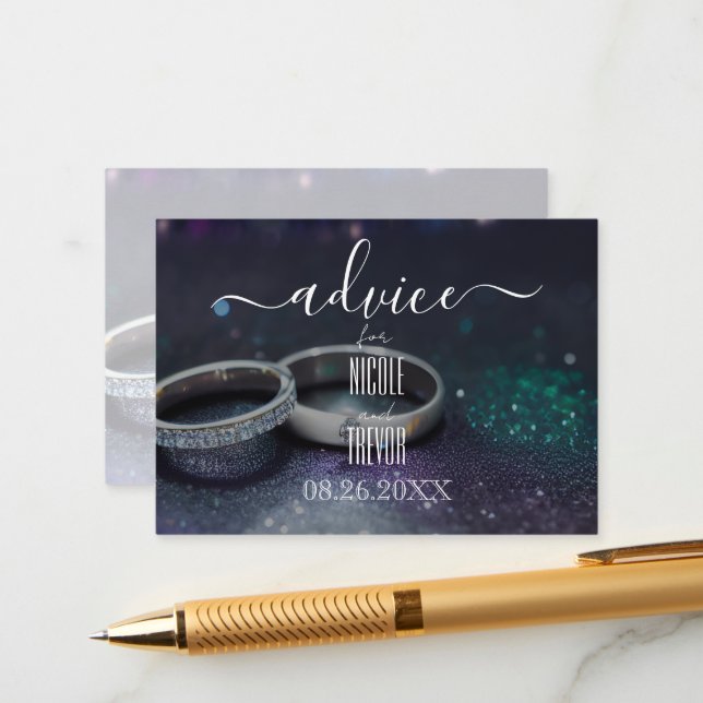 Create Your Own Glitter & Wedding Rings Advice Card (Front/Back In Situ)