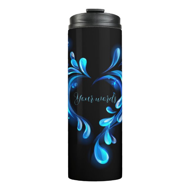 Create Your Own Glowing Blue Water Heart Thermal Tumbler (Front)