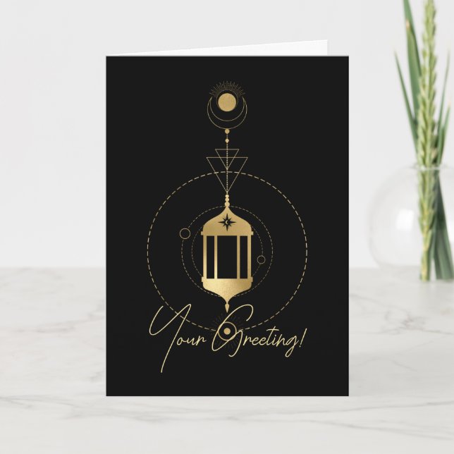 Create Your Own Gold Arcane Hermit Tarot Holiday Card (Front)
