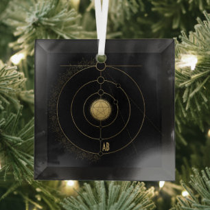 Create Your Own Gold Arcane Pentacle Tarot Glass Tree Decoration