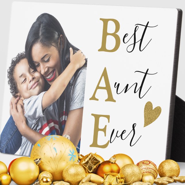 Create Your Own Gold BAE Best Aunt Ever Photo Plaque (Create Your Own Gold BAE Best Aunt Ever Photo Plaque-auntie gift  from niece and nephew)
