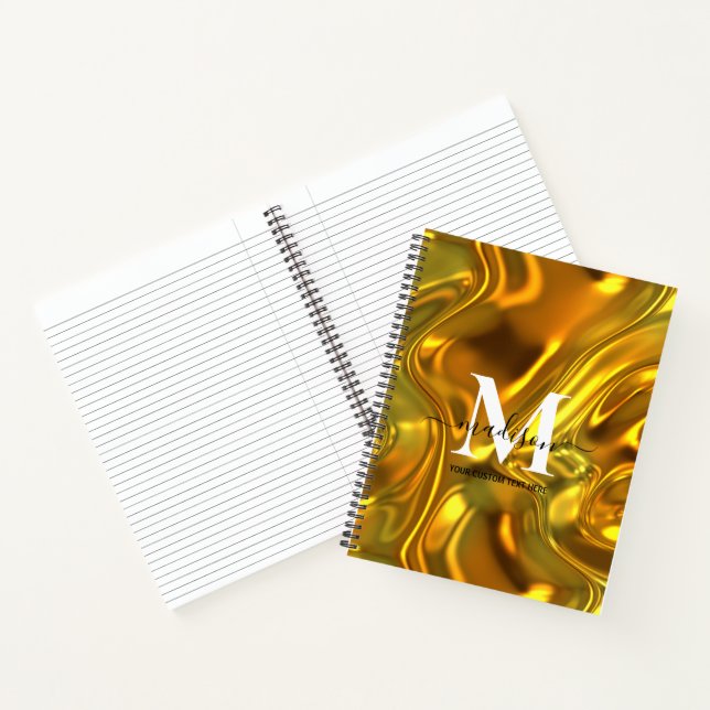 Create Your Own Gold Black White Monogram Notebook (Inside)