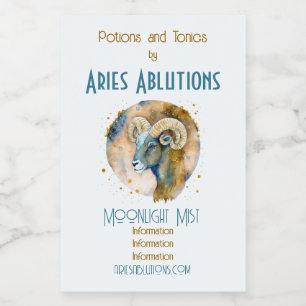 Create Your Own Gold & Blue Mystical Aries Zodiac Wine Label