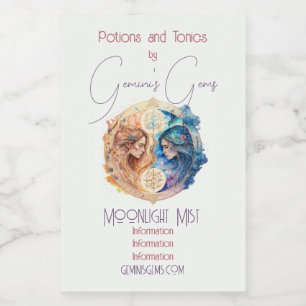Create Your Own Gold & Blue Mystical Gemini Zodiac Wine Label