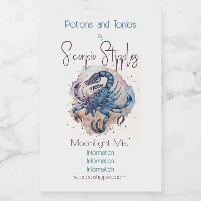 Create Your Own Gold & Blue Mystical Scorpio  Wine Label (Single Label)