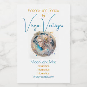 Create Your Own Gold & Blue Mystical Virgo Zodiac Wine Label