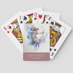 Create Your Own Gold & Blue Sagittarius Zodiac Playing Cards