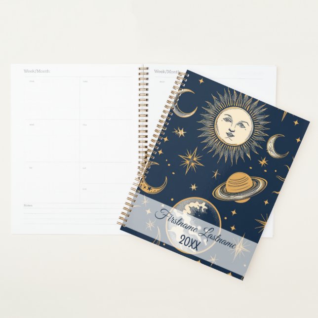 Create Your Own Gold Blue White Celestial Planner (Display)