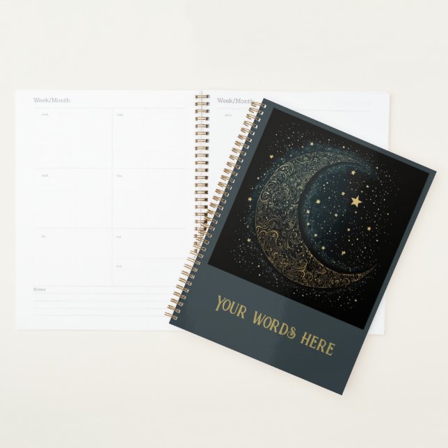 Create Your Own Gold Filigree Moon Celestial Planner (Display)