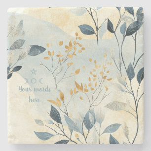 Create Your Own Gold Floral Minimalist Stone Coaster