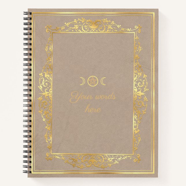 Create Your Own Gold Framed Beige Brown Notebook (Front)