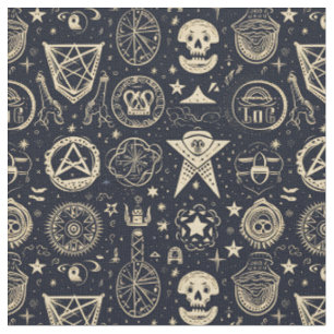 Create Your Own Gold Magic Symbols Black Fabric