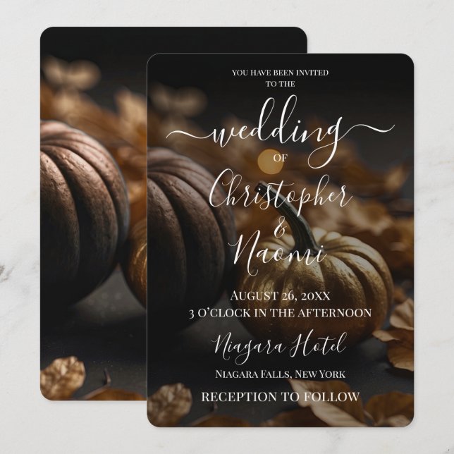 Create Your Own Gold Pumpkins  Invitation (Front/Back)