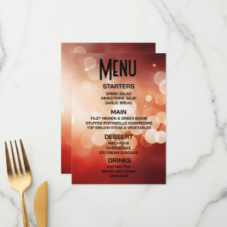 Create Your Own Gold Red Bokeh Menu