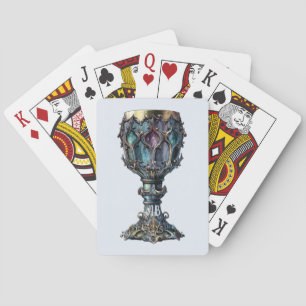 Create Your Own Gold Rimmed Blue Chalice Playing Cards