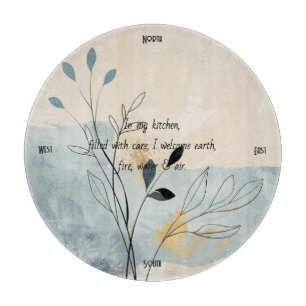 Create Your Own Golden Blue Dawn Floral Minimalist Cutting Board