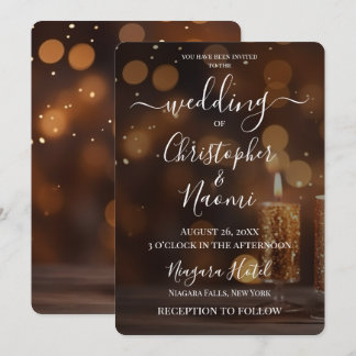 Create Your Own Golden Bokeh Candles Invitation