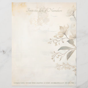 Create Your Own Golden Bouganvillea Flowers Floral Custom Letterhead
