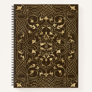 Create Your Own Golden Celtic Knotwork Brown Notebook