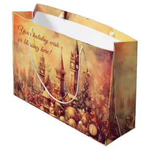 Create Your Own Golden Christmas Castle Large Gift Bag