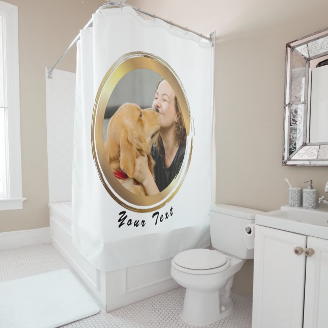 Create Your Own Golden Circle Dog Photo Shower Curtain (In Situ)