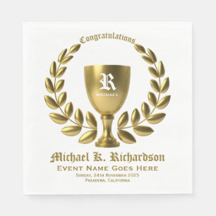 Create Your Own Golden Cup Laurel Wreath Monogram Napkin