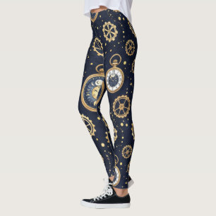 Create Your Own Golden Gears Watches Blue Leggings