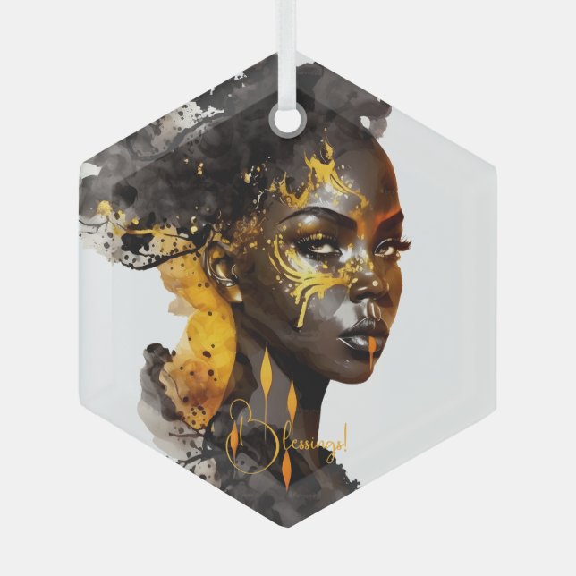 Create Your Own Golden Goddess Glass Tree Decoration (Front)