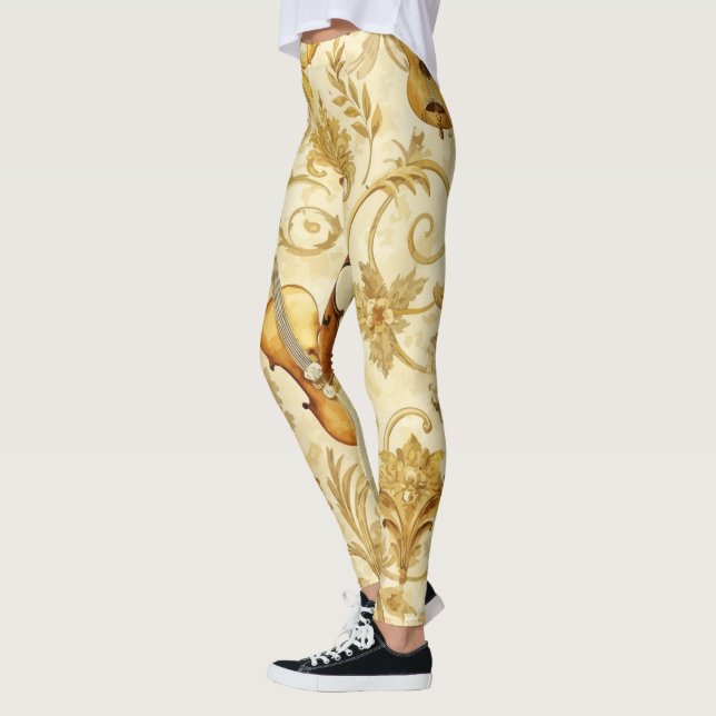 Create Your Own Golden Instruments Collage Floral Leggings (Left)