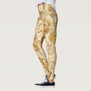 Create Your Own Golden Instruments Collage Floral Leggings
