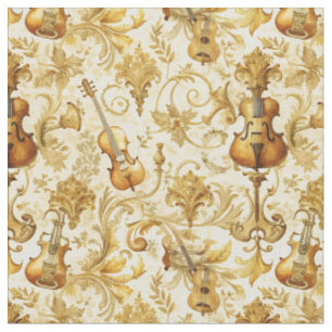 Create Your Own Golden Instruments Floral Damask Fabric