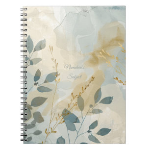 Create Your Own Golden Mist Blue Floral Minimilist Notebook
