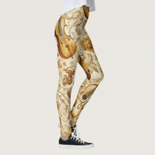Create Your Own Golden Musical Instrument Collage Leggings