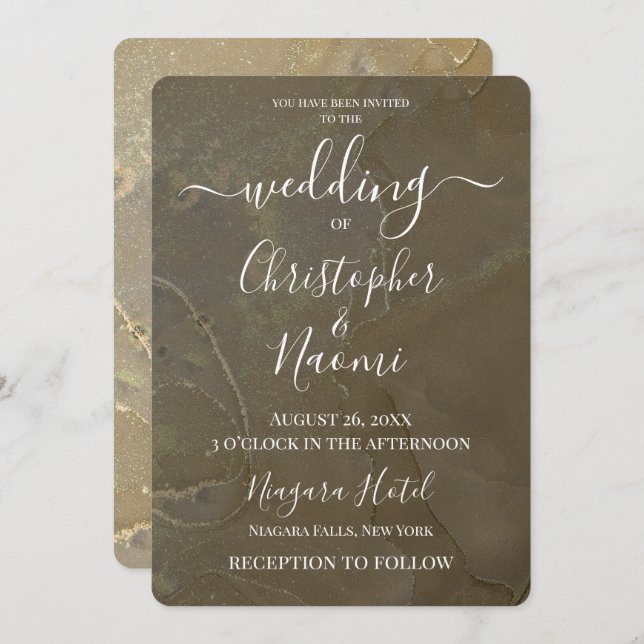 Create Your Own Golden Natural Marble Invitation (Front/Back)