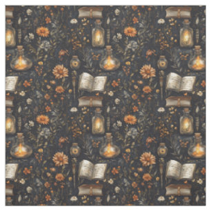 Create Your Own Golden Orange Grey Wildflower Fabric