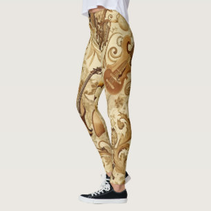 Create Your Own Golden Orchestra Floral Collage Leggings