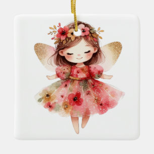 Create Your Own Golden Poppies Christmas Angel Ceramic Ornament