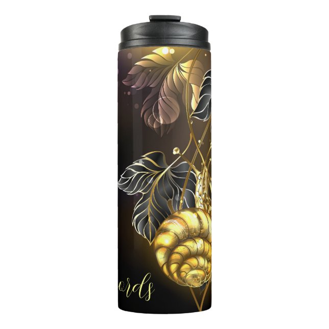 Create Your Own Golden Snail on Leaves Thermal Tumbler (Front)
