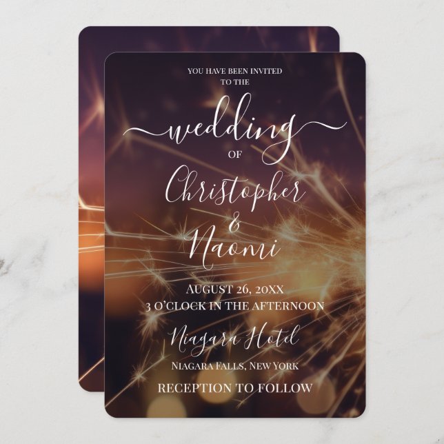 Create Your Own Golden Sparkler Fireworks Invitation (Front/Back)