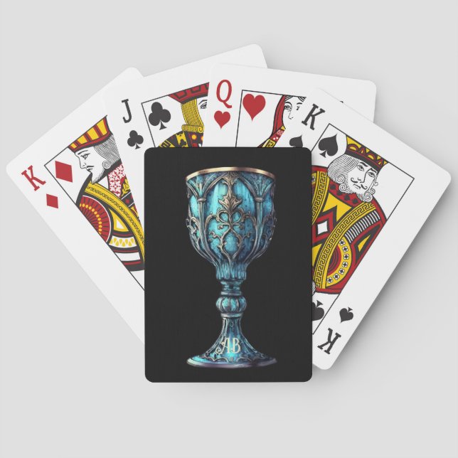 Create Your Own Gothic Blue Chalice Playing Cards (Back)